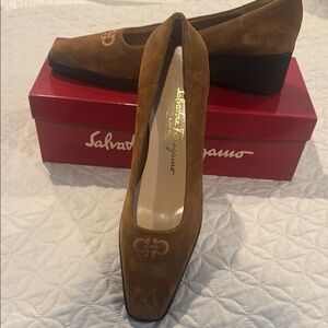 Salvatore Ferragamo Brown Flats & Loafers with Suede Material